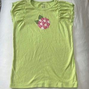 NWOT Gymboree light green shirt sleeve shirt with embroidered pink flowers
